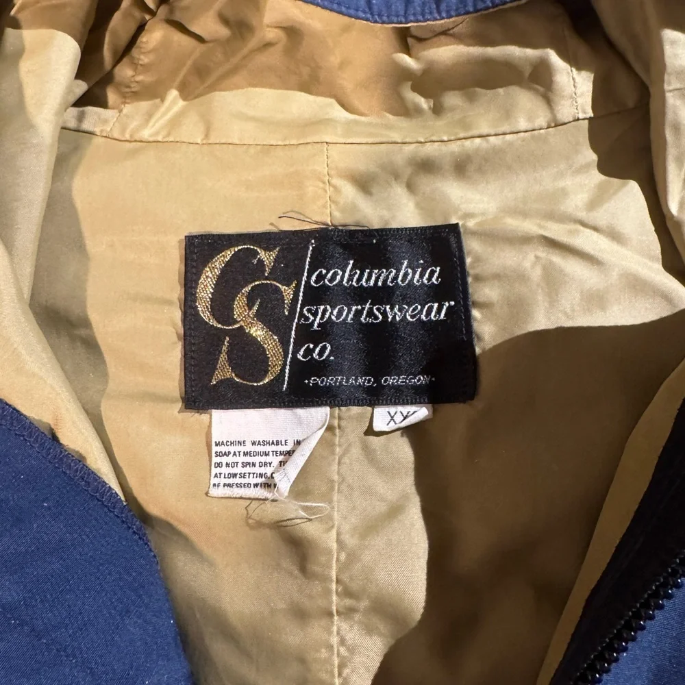 VINTAGE Columbia Men's Blue Hooded Military Field Jacket